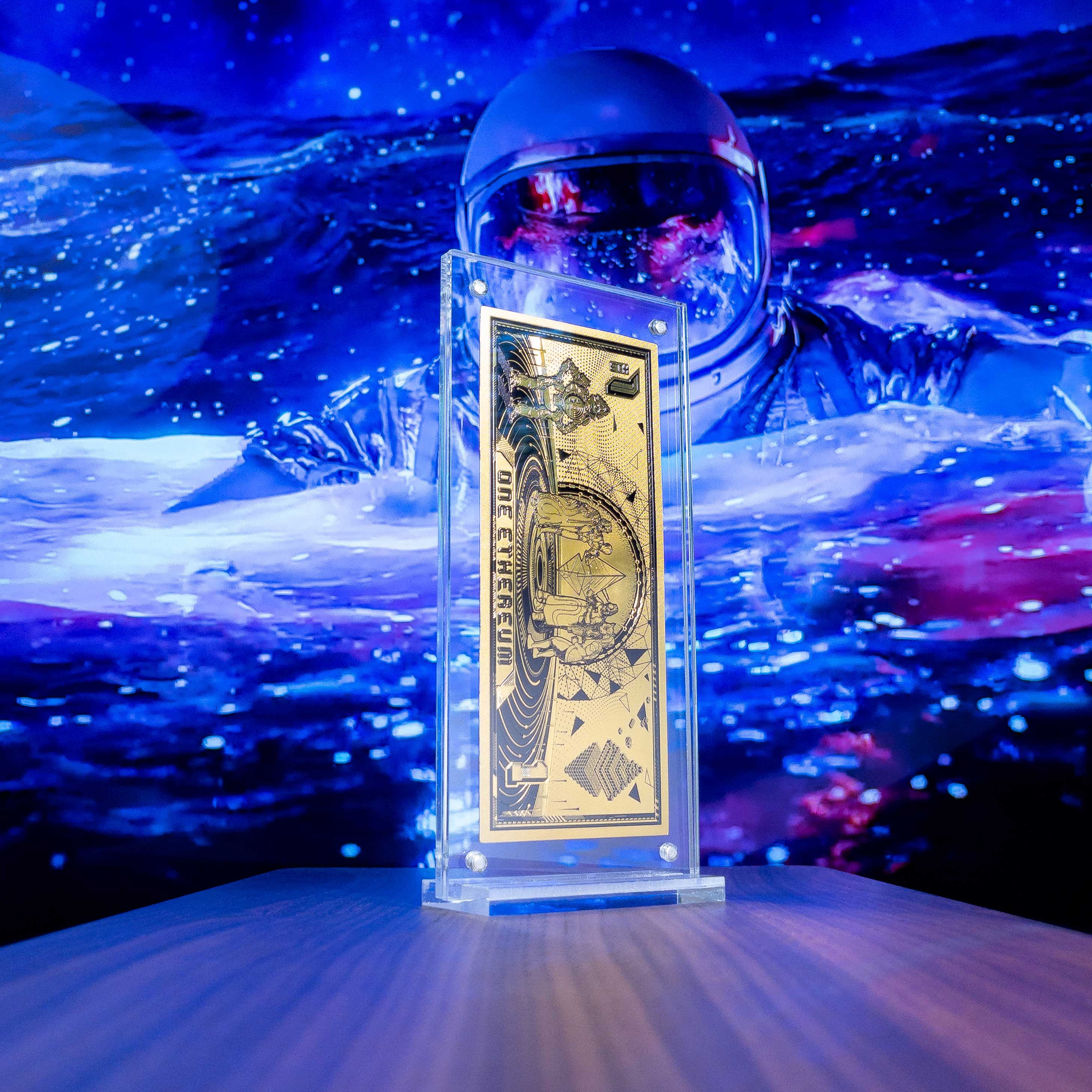 Cryptochips | Acrylic Moon Money Display Physical Crypto Coin. Collectable cryptocurrency merch you can hodl
