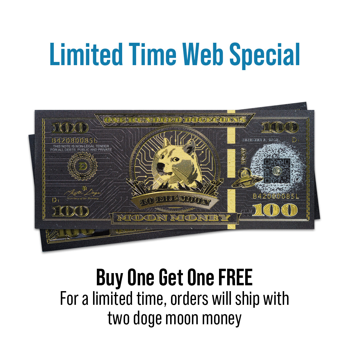 Cryptochips | Dogecoin Moon Money v1 (No Data Chip) Physical Crypto Coin. Collectable cryptocurrency merch you can hodl