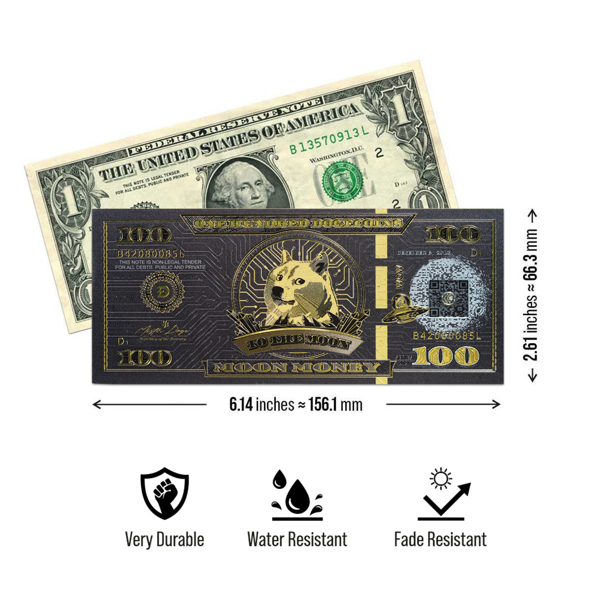 Cryptochips | Dogecoin Moon Money v1 (No Data Chip) Physical Crypto Coin. Collectable cryptocurrency merch you can hodl