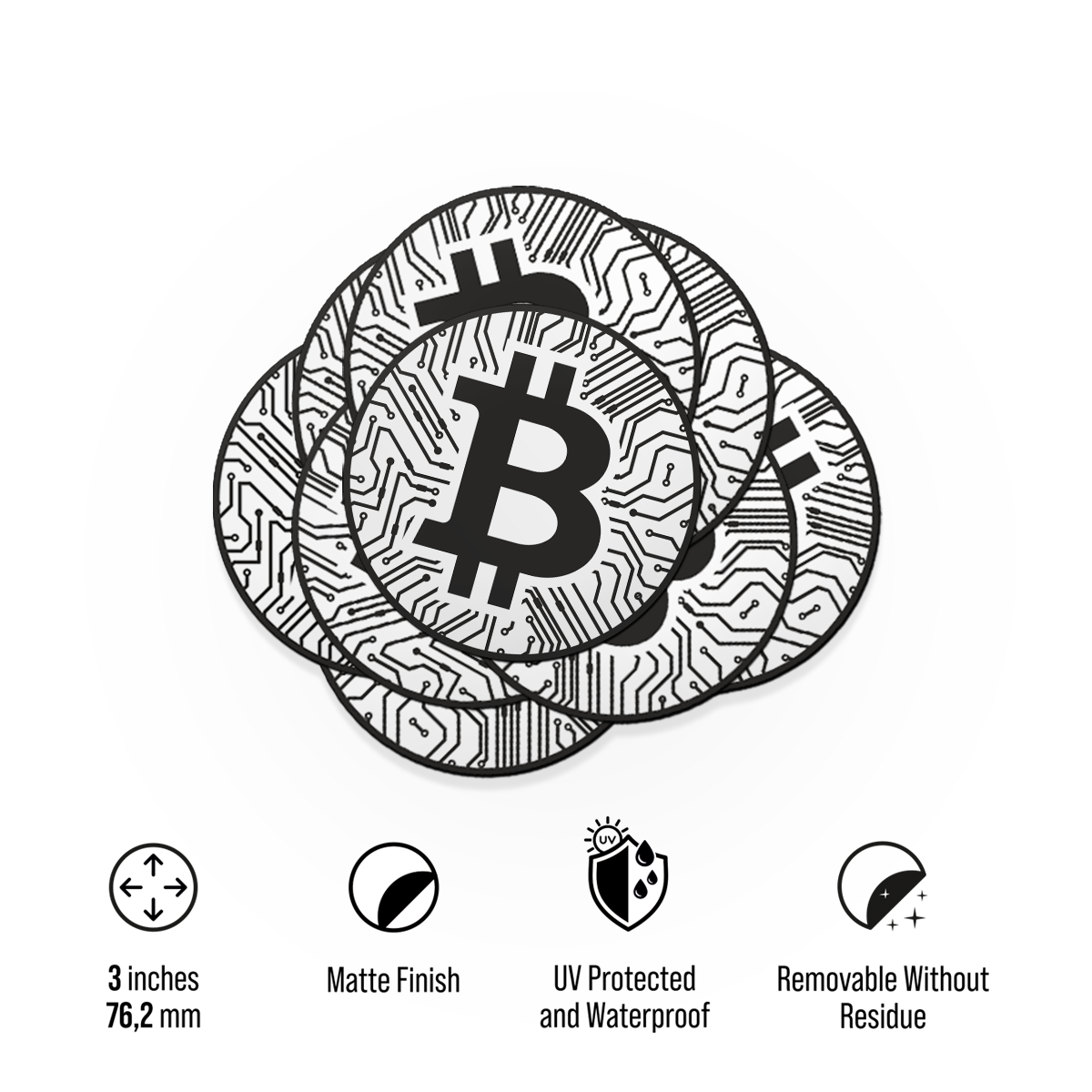 Cryptochips | Bitcoin Sticker Pack Physical Crypto Coin. Collectable cryptocurrency merch you can hodl