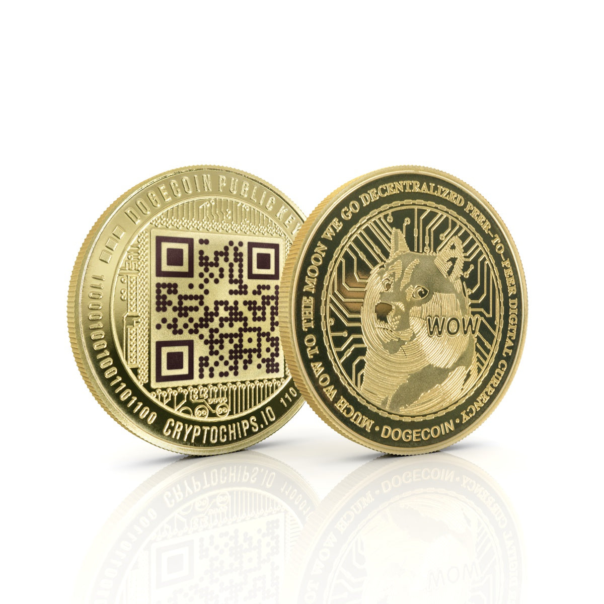 Cryptochips | Cryptochips | Dogecoin (DOGE) QR Coin | Laser Engraved Public Key Physical Crypto Coin. Collectable cryptocurrency merch you can hodl